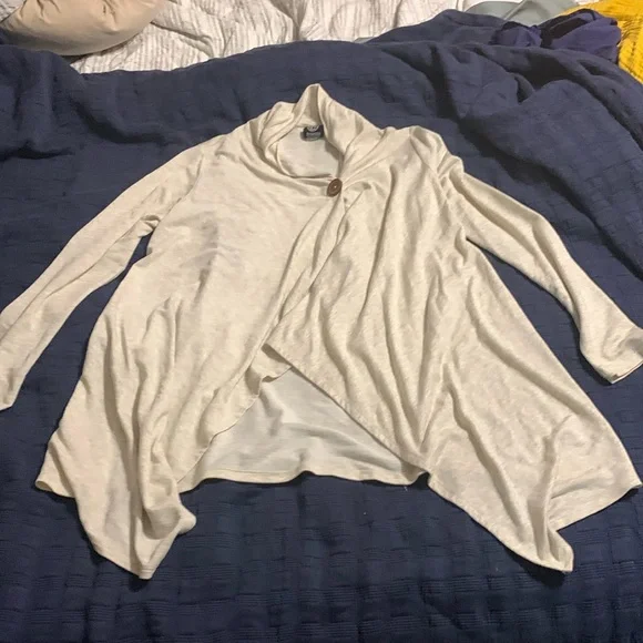 Bobeau Womens Cardigan Gray Heathered Single Button Wrap Long Sleeve Sz S - Picture 1 of 4